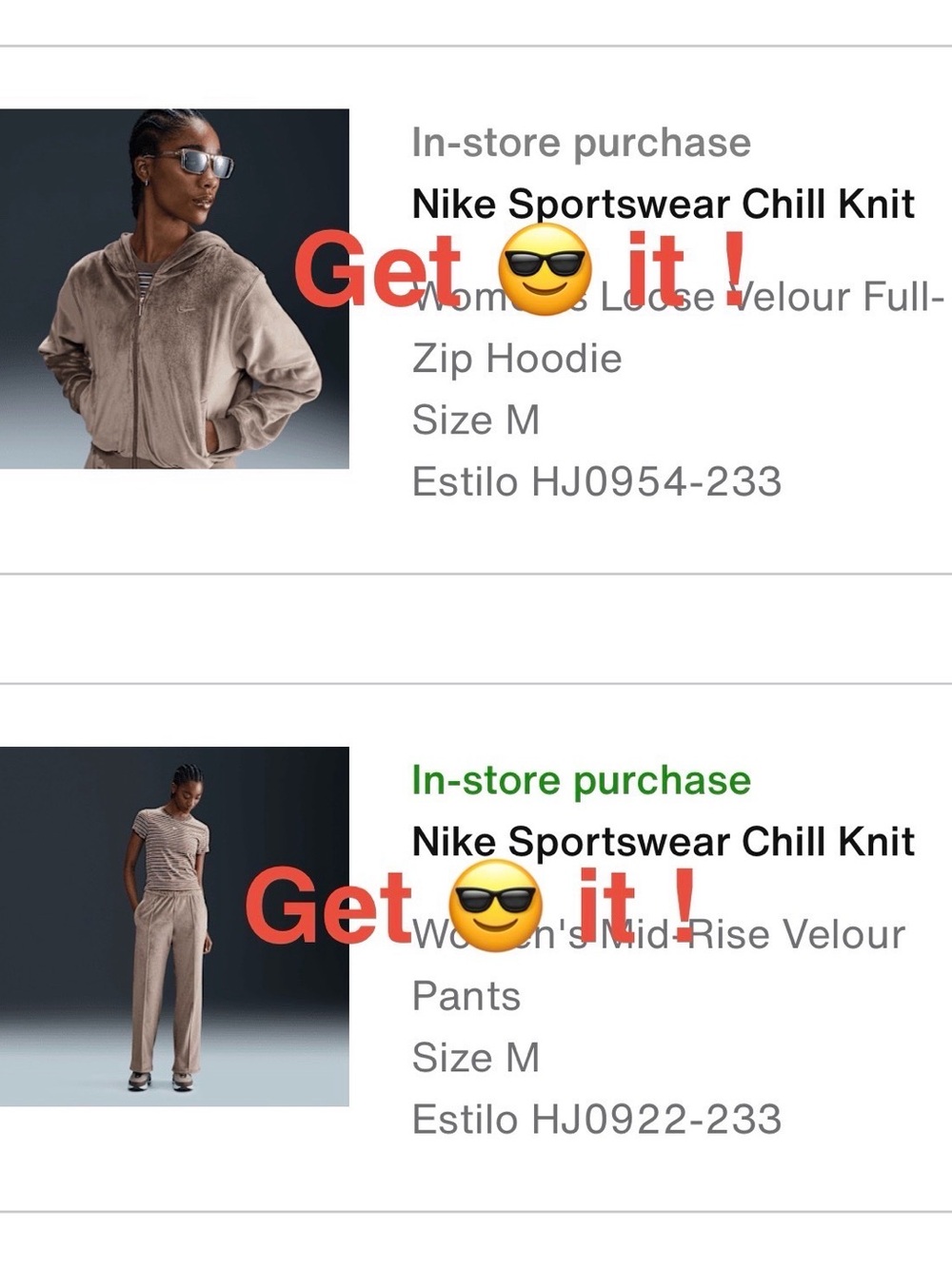 Bundle Nike Chill Knit Women's Velour Full-Zip Hoodie & Velour Trousers Size M - Picture 16 of 16